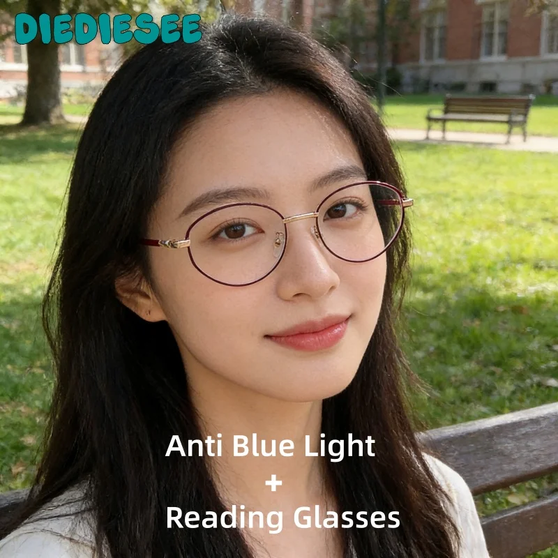DIEDIESEE Women's New Fashionable Anti Blue Light Reading Glasses For Middle-aged And Elderly Women Oval Reading Glasses 9795