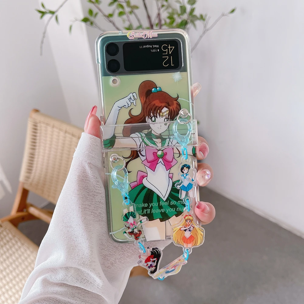 Cute Cartoon Japan Anime Sailor Moon Tsukino Usagi Phone Case For Samsung Galaxy Z Flip 7 6 5 4 3 Soft TPU Cover With Lanyard view 5