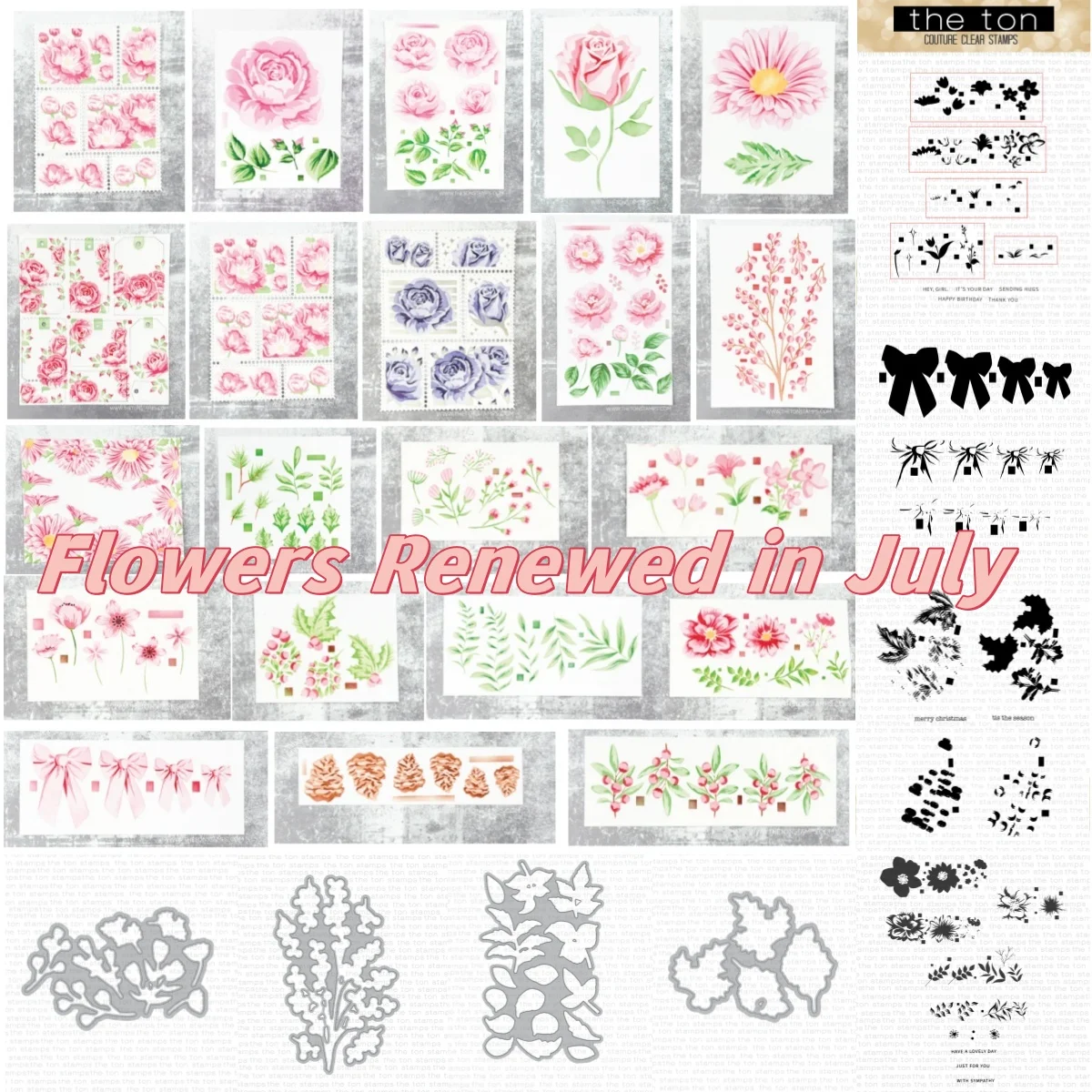 

Large Florals Daisy Peony Fields Rose Garden Christmas Bows Wildflower Metal Cutting Dies Clear Stamps Stencil for DIY Making