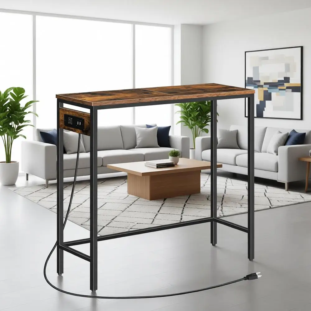 

Узкий столик с розетками, небольшой прихожий столик с зарядной станцией, тонкий диванный столик, приставной столик для прихожей, спальни