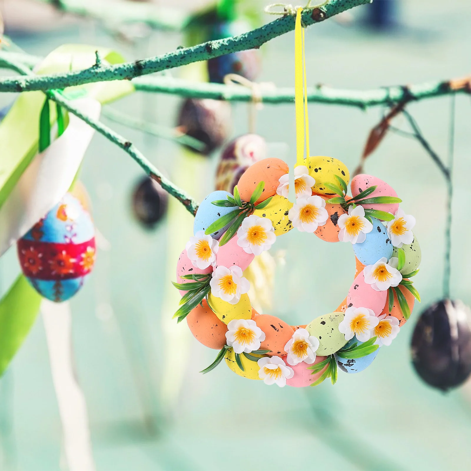 

Easter Simulated Egg Wreath Premium Chic Indoor Outdoor Door Hanging Festival Scene Decor Easter Wreath Decor