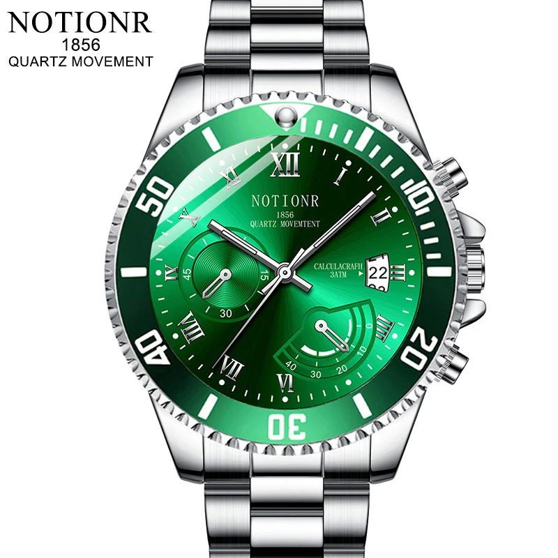 NOTIONR 2024 Men\'s Hot Selling Sports Watch Men\'s Full Calendar Leisure Business Watch Men\'s Steel Belt Night Light Watch