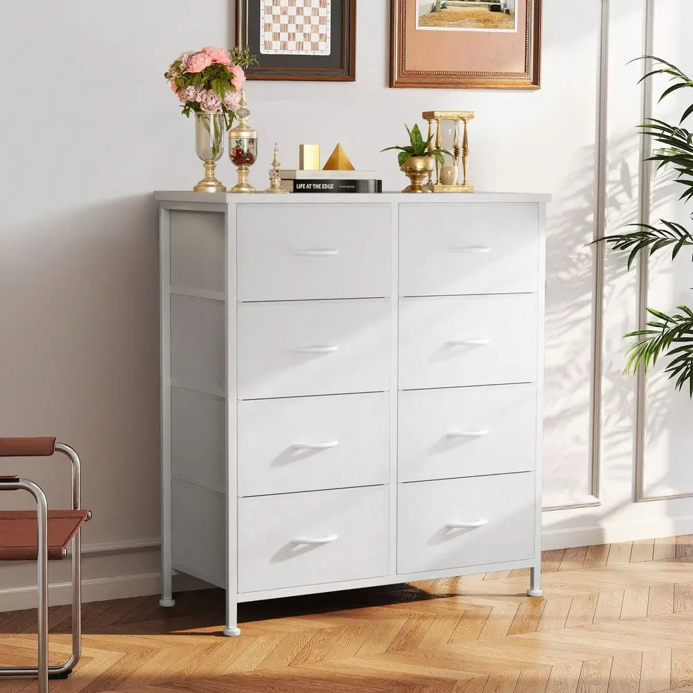 

Dresser For Bedroom, Dressers Chests Of Drawers Dresser Organizer, Wood Top Table Furniture With 8 Fabric Storage Tower Unit, C