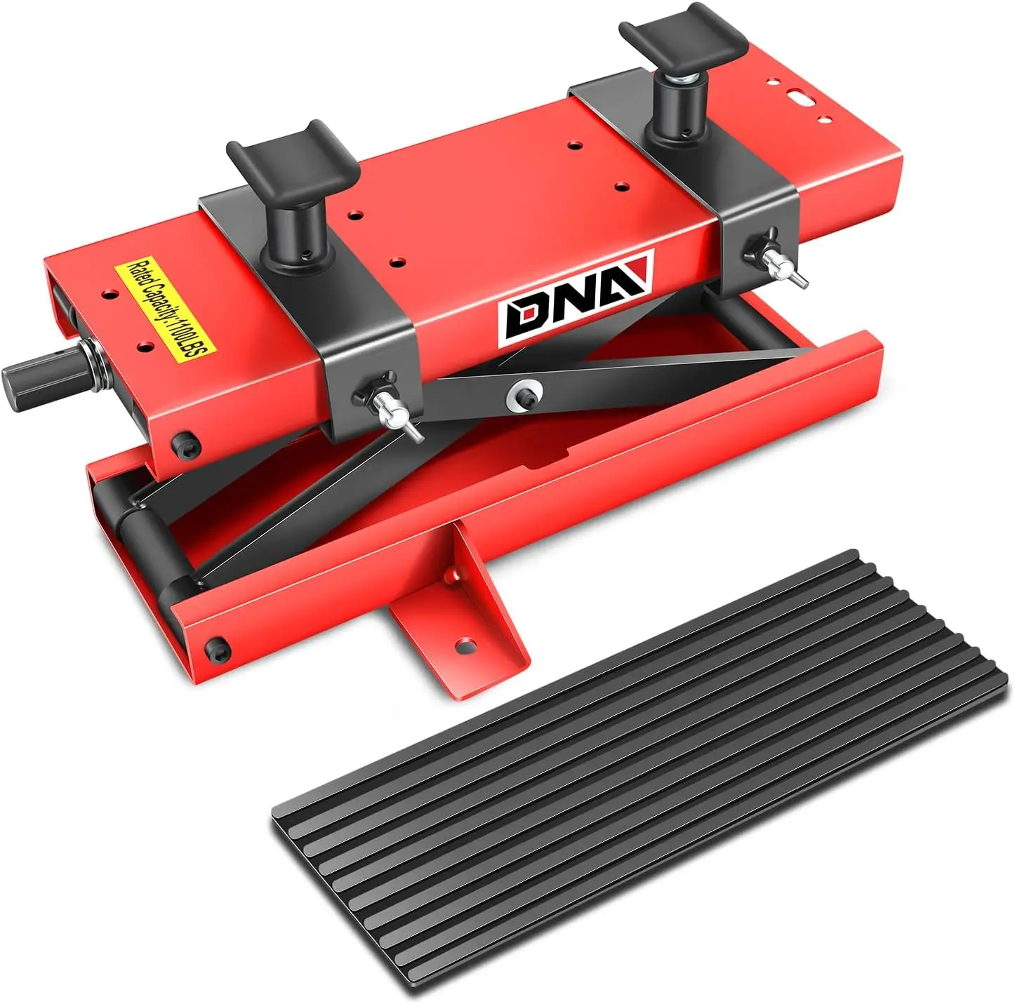 

Steel Motorcycle ATV Scissor Lift Jack Hoist Stand with Saddle & Rubber Pad 2-in-1 1100lbs (500KG) 3.7-14.8" Lifting Range TOOLS