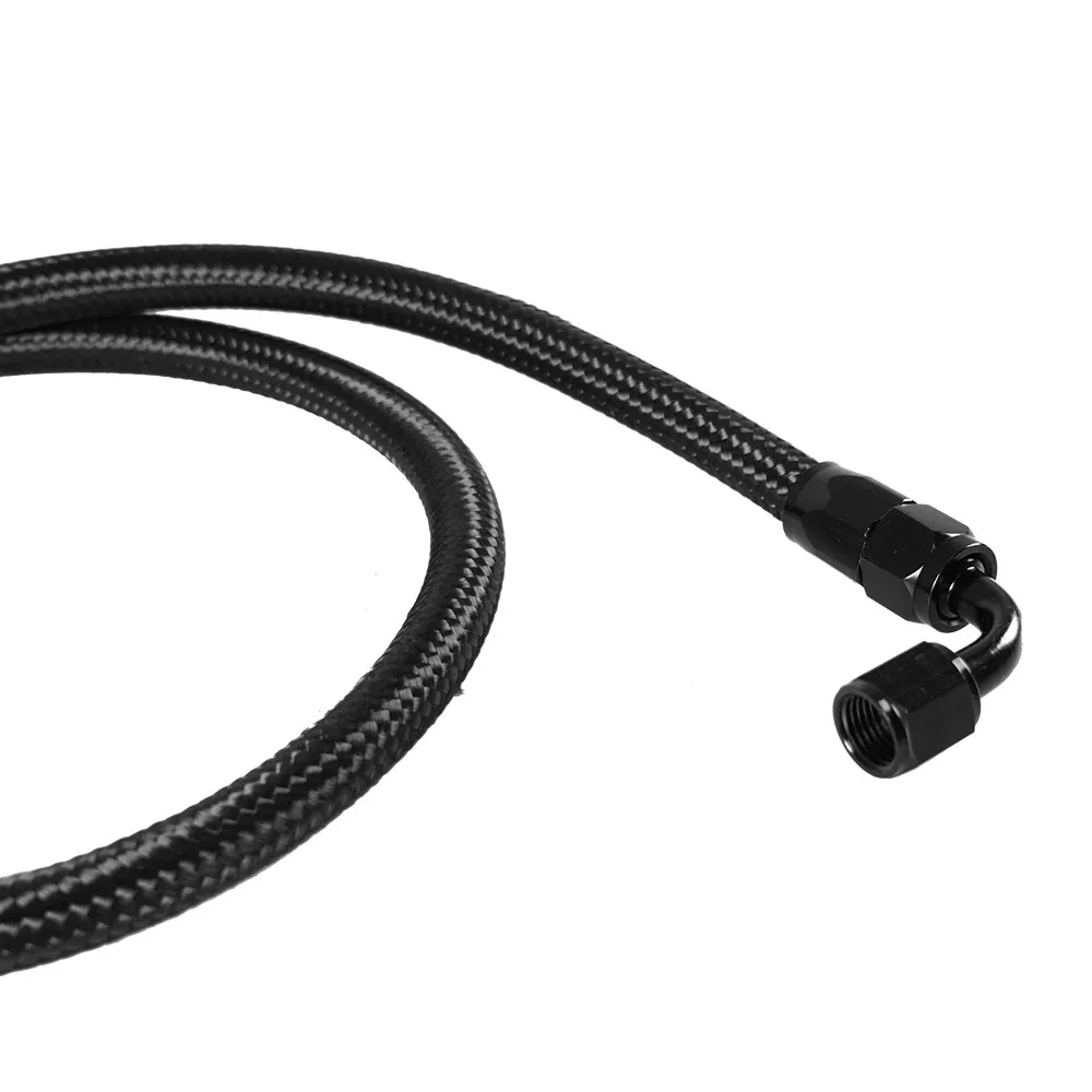 1M AN6 6AN Black Braided Oil Fuel Fittings Hose End 90+90 0+90 Degree Oil Adaptor Kit Oil Fuel Hose Line