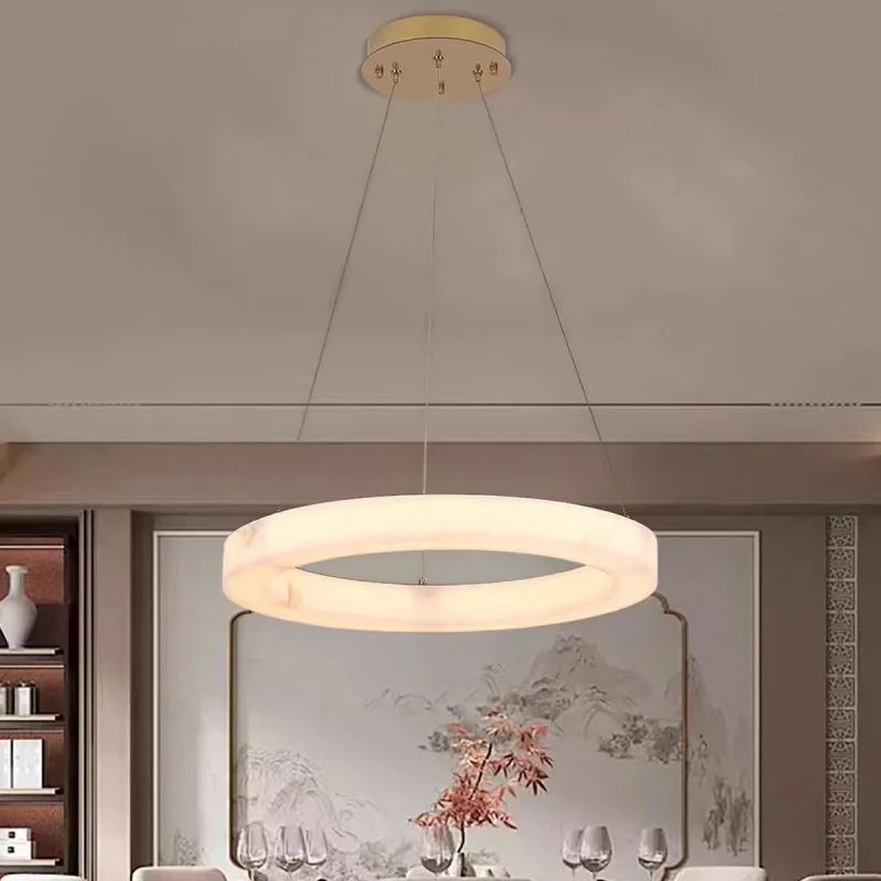Modern All Copper Marble Living Room Pendant Light Minimalist Hotel Designer Model Room Villa Dining Room Lighting Fixtures