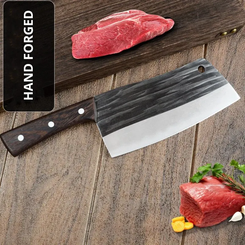 1pc Handmade Forged Kitchen Knives Kitchen Meat and Vegetable Knives Sharp Slicing Knives Traditional Kitchen Knives