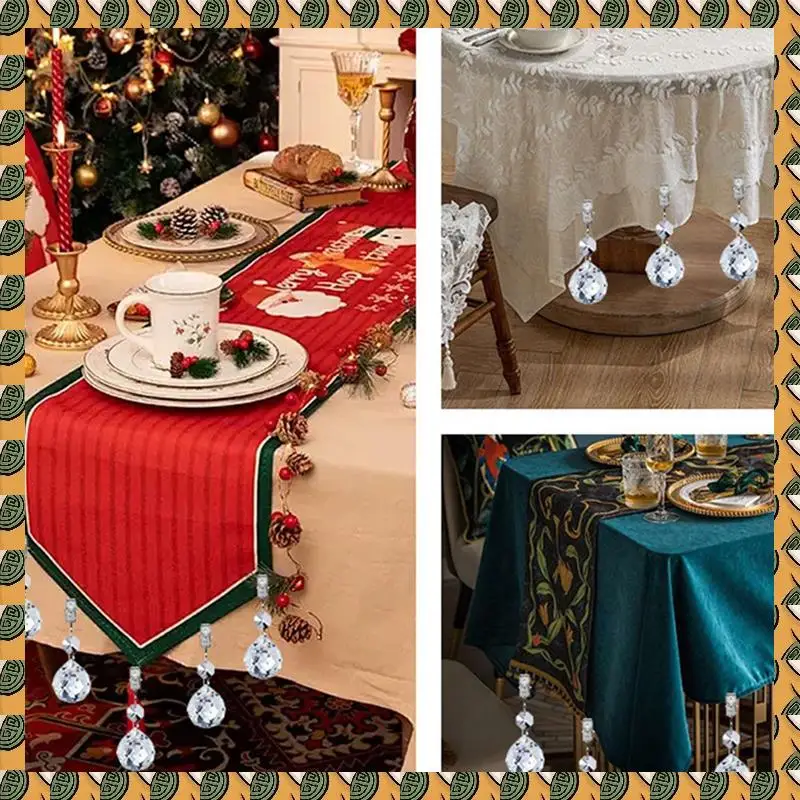 

A77I 16Pcs Tablecloth Weights Heavy Crystal Tablecloth Weight Hangers Pendants For Hold Curtains Shower Curtains Garden