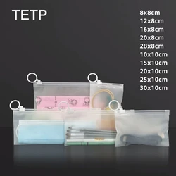 TETP 50Pcs Long Size Zipper Bags With Pull Tabs Home Travel Makeup Brushes Towel Socks Data Cable Packaging Storage Portable