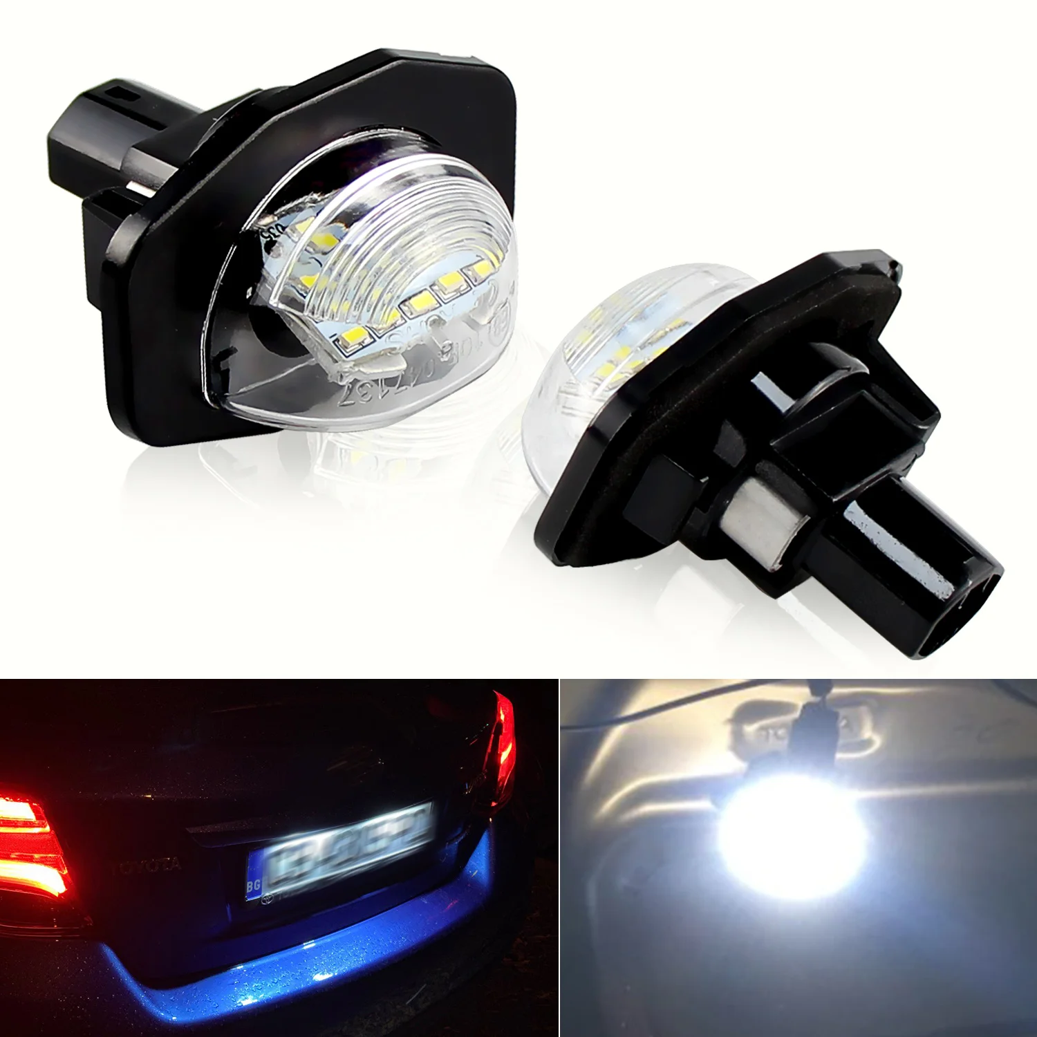 

2PCS Led License Plate Lights For Toyota Alphard/Auris/Corolla-Wgona/Wish/Sienna/Urban Cruiser/Scion Car Number Lamp White 6000K
