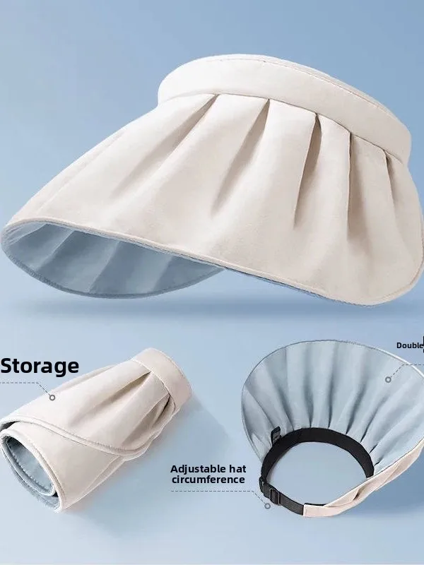 Women's Sunshade Hat Seamless Integrated Outdoor Summer High Aesthetic Value Wide Brim Hat Foldable Empty Top Cap
