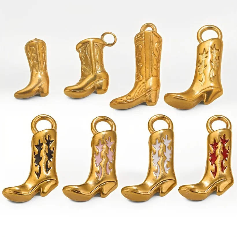 5pcs/Set New ins Stainless Steel Boot Charm For Women Girl Fashion Shoe Pendant Accessories DIY Jewelry Gift