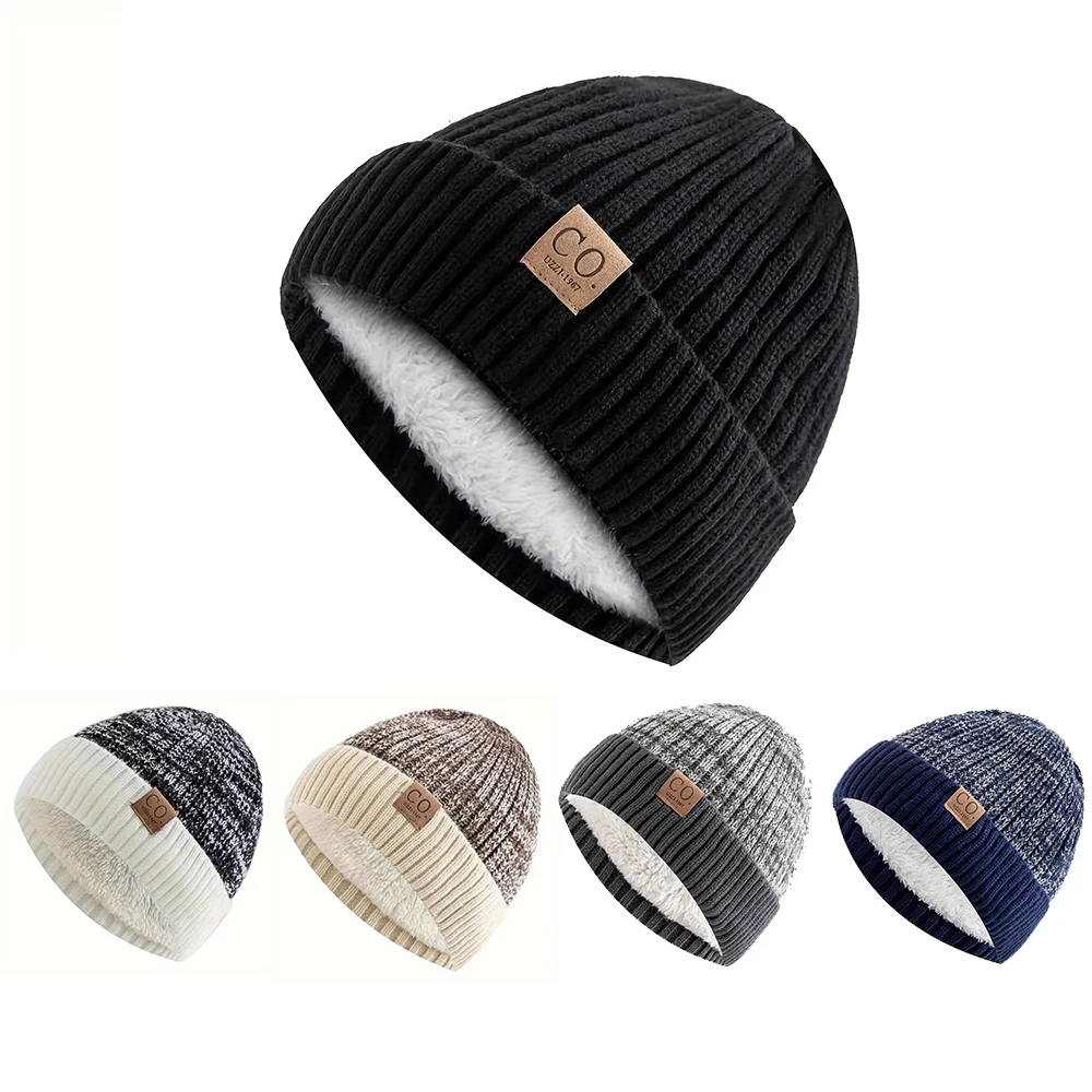 New Unisex Two-Tone Winter Hats Men And Women Fashion Warm Beanie Cap Casual Winter Knitted Hats