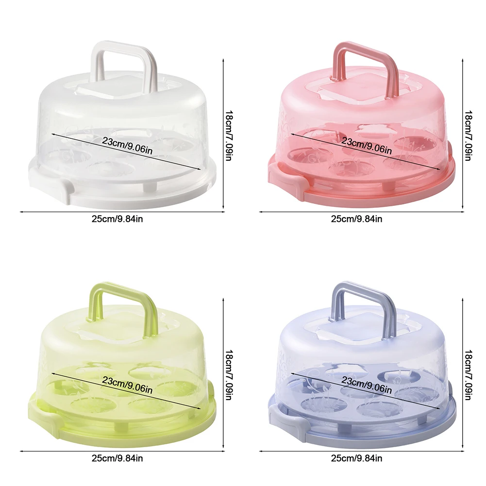 حامل كعكة مقاس 8 بوصة مع غطاء ومقبض، حامل كعكة دائري، حامل فطيرة لأي كعكة مقاس 6-8 بوصة #6