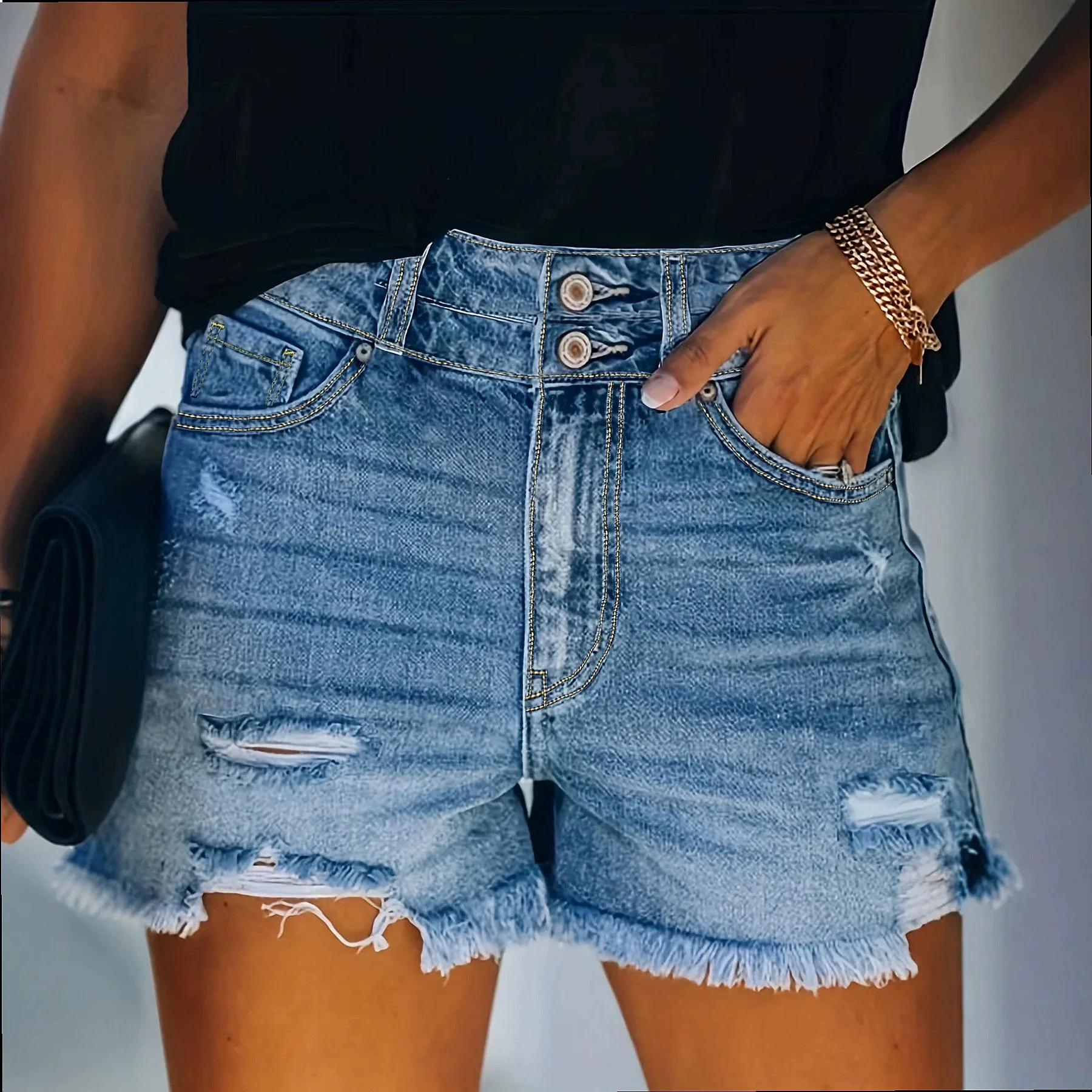 High Waist Ripped Jeans Women Denim Pants Stretchy Skinny Trousers Spring Summer Y2K Streetwear