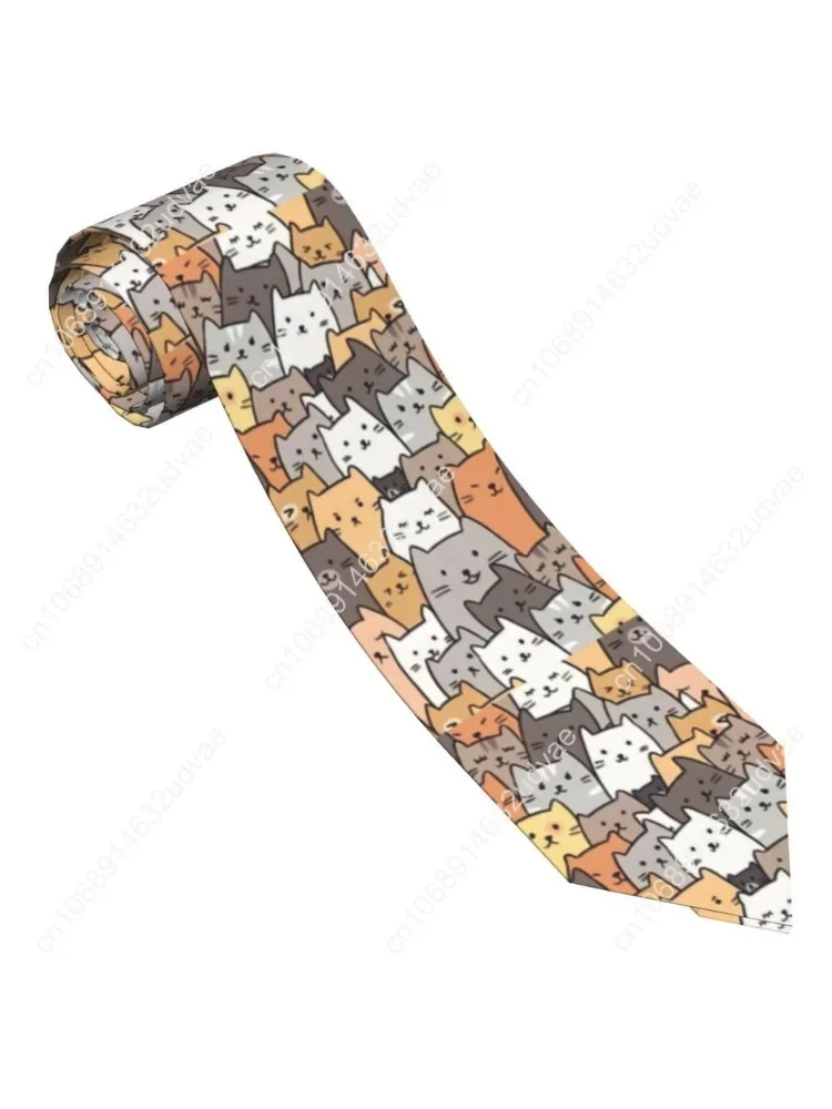 

Funny Cats Collage Necktie Unisex Polyester 8 cm Animal Cats Lover Neck Tie for Men Slim Wide Suits Accessories Wedding