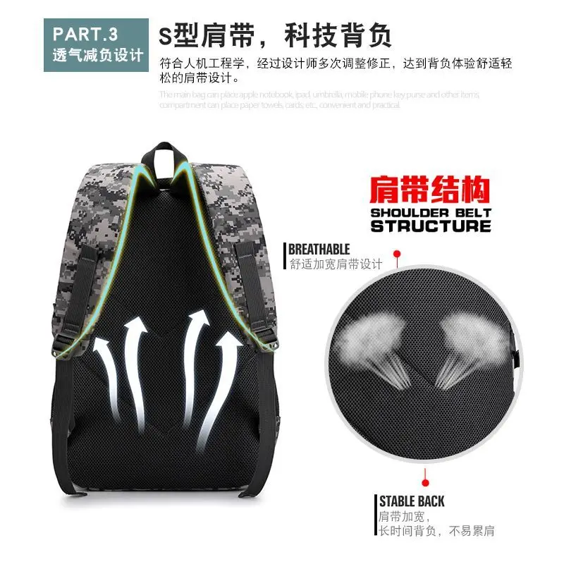 Schoolbag Male Primary School Students 12, 3 To 6 Grade Camouflage Anti-dirt Protection Spine Large Capacity Children Backpack