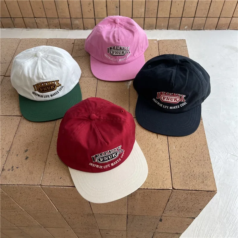 Niche Contrast Color Flat Eaves Cap Female Summer Peaked Cap Korean Style Retro Easy Matching Hip Hop Baseball Cap Couple