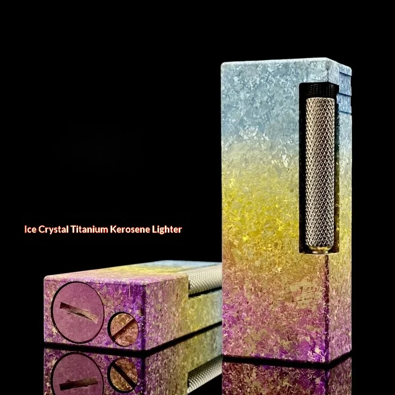 Titanium Alloy Lift Arm Kerosine Lighter Side Pulley Ignition Ice Crystal Titanium High end Limited Edition Boutique Lighters
