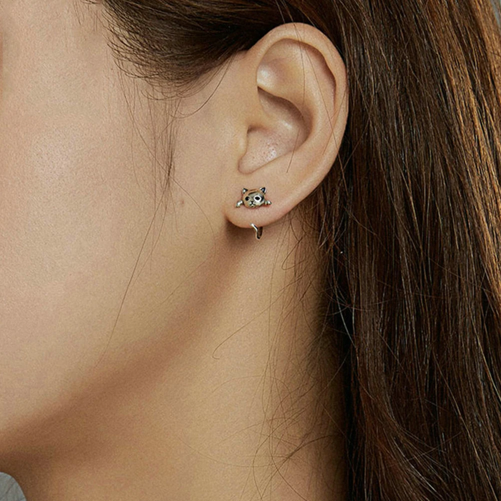 

Cat Earrings Studs S925 Sterling Silver Women Accessories Gift Idea Fashion Jewelry Ear Rings Popular Lovely Animal Earrings