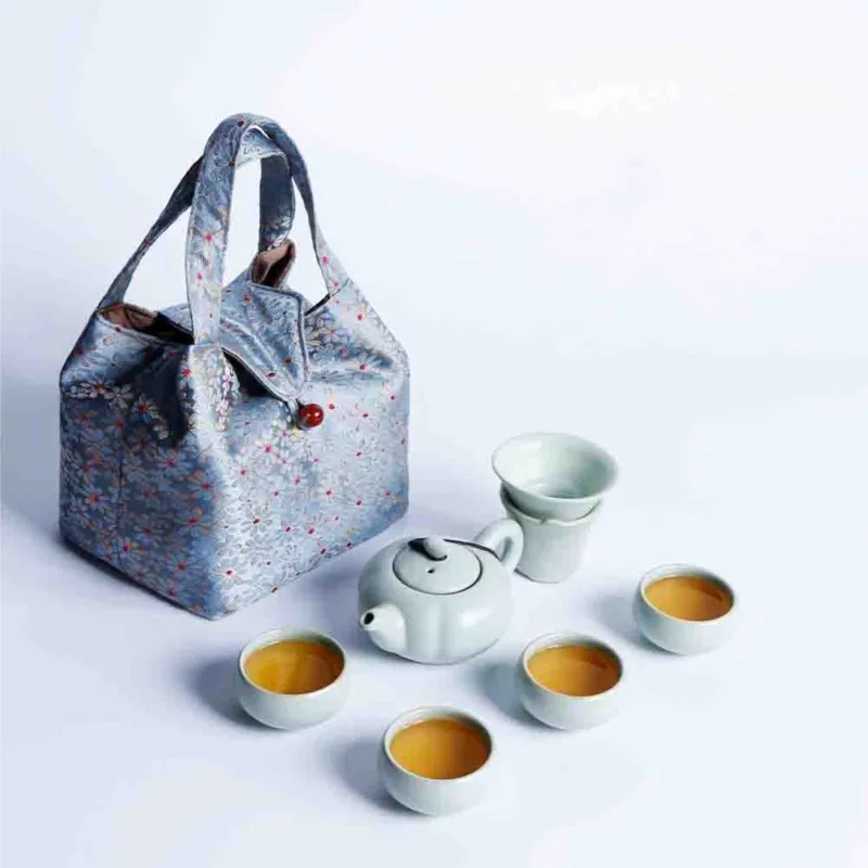 Handmade Thickened Anti-Fall Travel Tea Bag Portable Kung Fu Tea Set Storage Cloth Bag Teapot Cup Tea Cozies Protective BagLC669