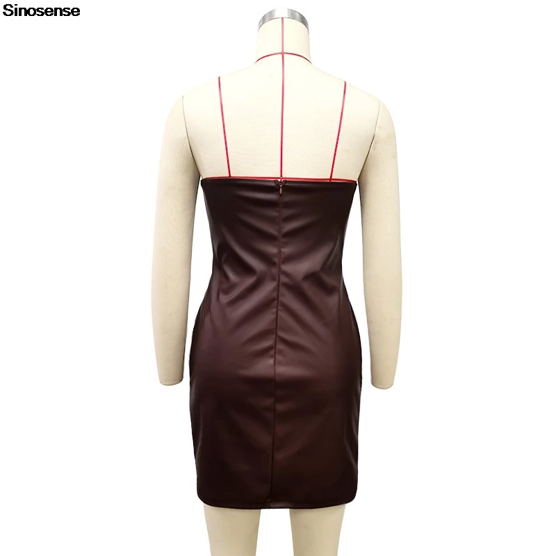 Women Bodycon Pu Leather Black Ruched Latex Dress Sexy Strapless Faux Leather Tube Top Mini Dress Y2K Night Club Party Dress