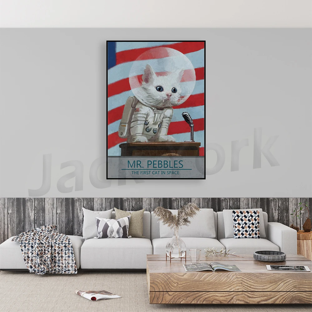 Beautiful Vintage Poster Mr Pebbles First Cat In Space | Vintage Poster Wall Art Print