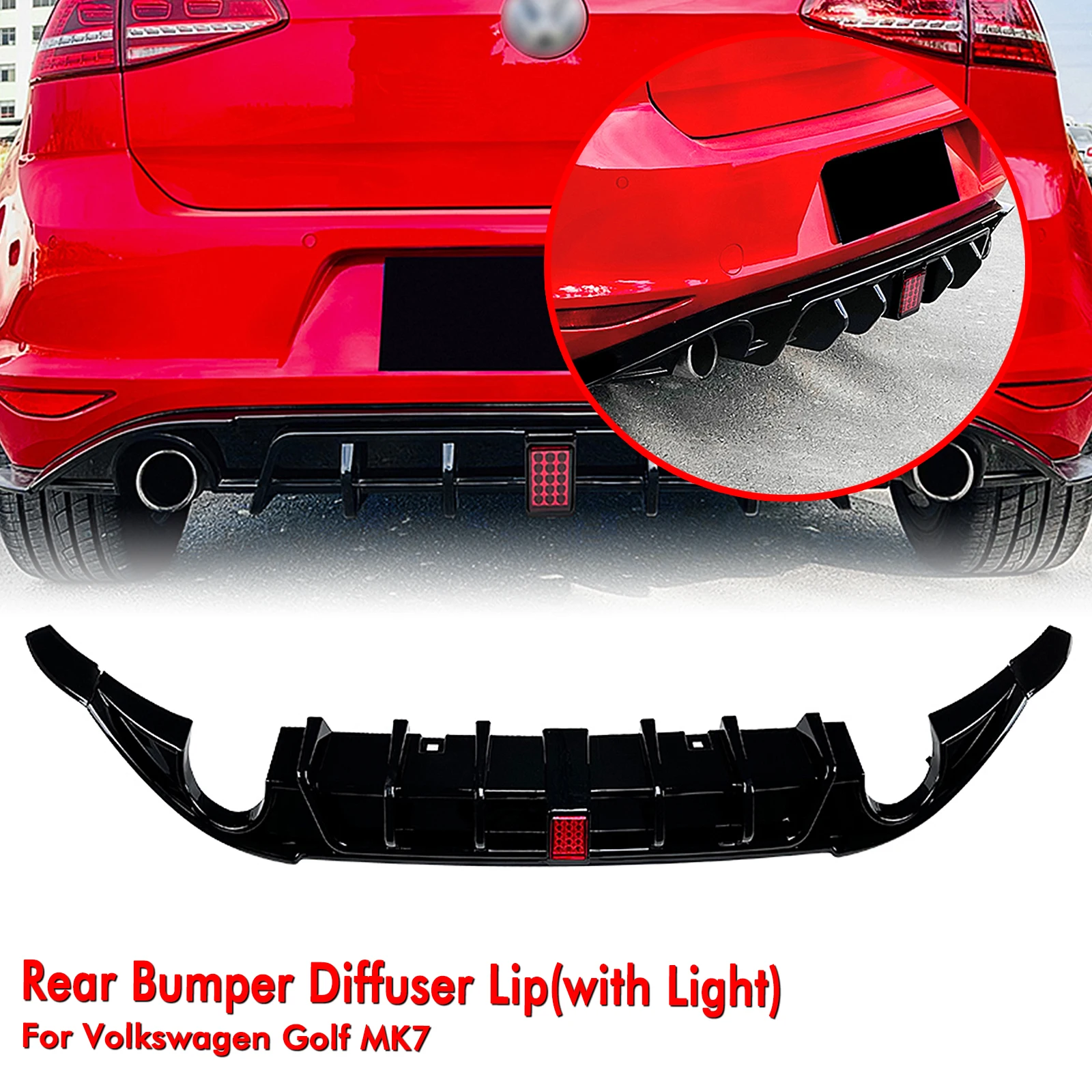 Rear Bumper Diffuser Lip For Volkswagen VW Golf 7 MK7 Standard Version 2015-2017 Piano Black Lower Splitter Spoiler Protector