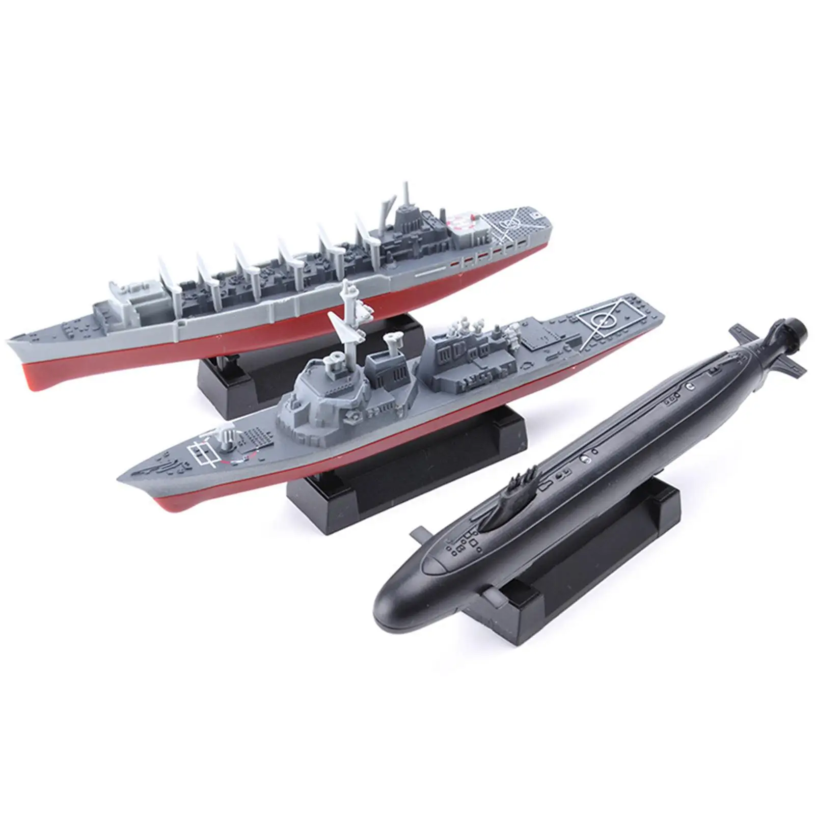 8 Piece Set 4D Warship Aircraft  Carrier Assembled Ship Model Cruiser Frigate Submarine Battle ship for Boy Birthday Toys