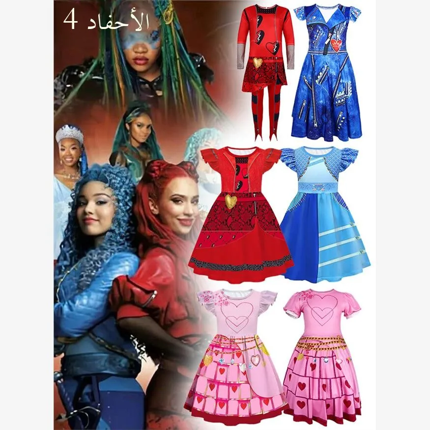 

Костюм принцессы на Хэллоуин с принтом, детское платье «Королева Красных Сердец» для косплея, трансграничная детская одежда