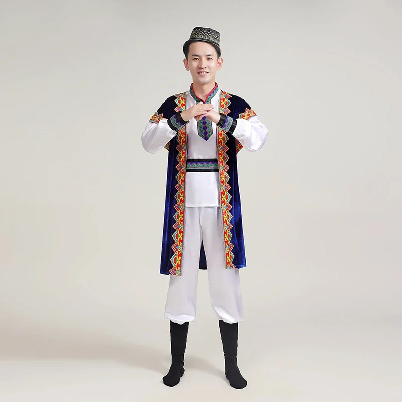 Xinjiang Uygur Clothing Male and Adult Kazakh Dance Art Examination Performance Tibetan Characteristics 2-piece Set