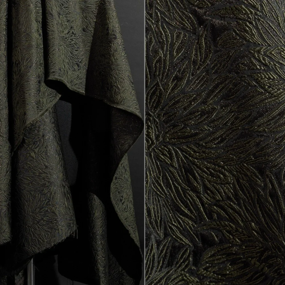 

Жаккардовая ткань с темным рисунком золотой проволоки для нового жилета в китайском стиле, куртка Ханфу, дизайнерская одежда, материал для шитья своими руками, ткань