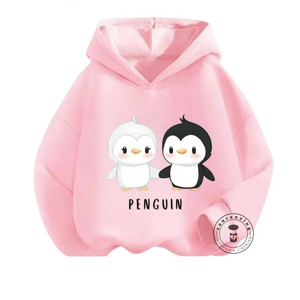 Cozy Up This Spring Autumn Latest Pingu Animation Hoodies Soft Long Sleeve Loose Fit Displaying Lovely Penguin Patterns for Kids