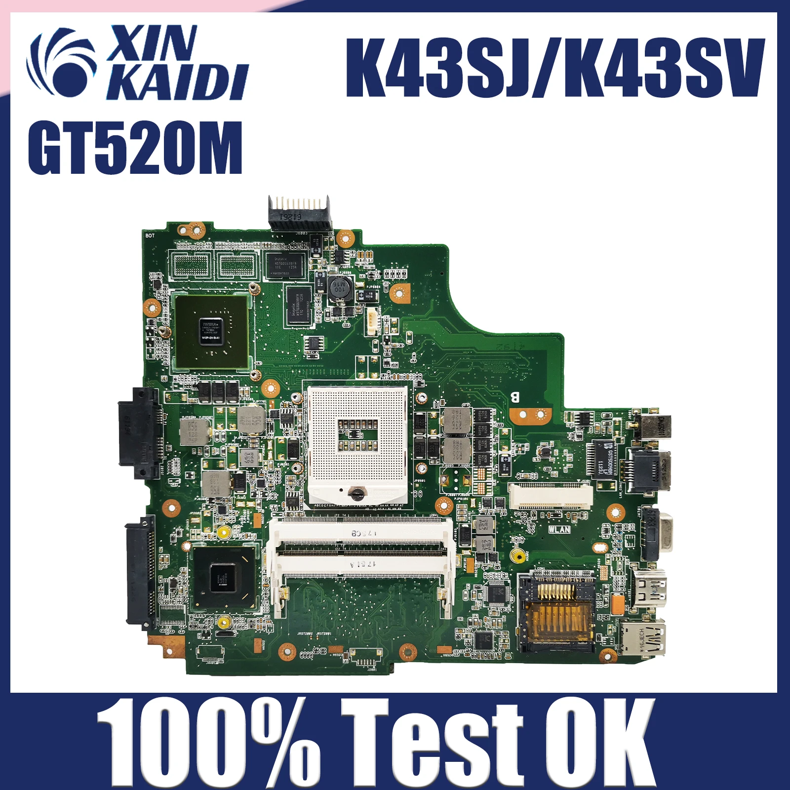 

K43SV Mainboard GT520M For ASUS K43SJ K43SC K43SM K43S Laptop Motherboard REV:2.0/2.2/3.0/4.1 Fully Tested