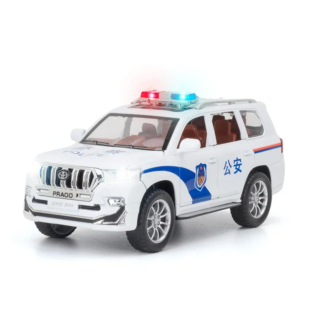 1:24 Toyota Prado Polizeiauto hohe Simulation Druckguss Metall legierung Modell auto Sound Licht zurückziehen Sammlung Kinder Spielzeug Geschenke