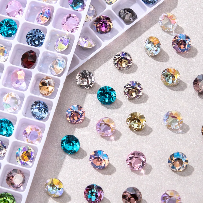 Kit de strass scintillants AAA 4/6/8mm 50 pièces, strass K9 à dos pointu, cristaux pour nail art, diamants pour manucure, décoration