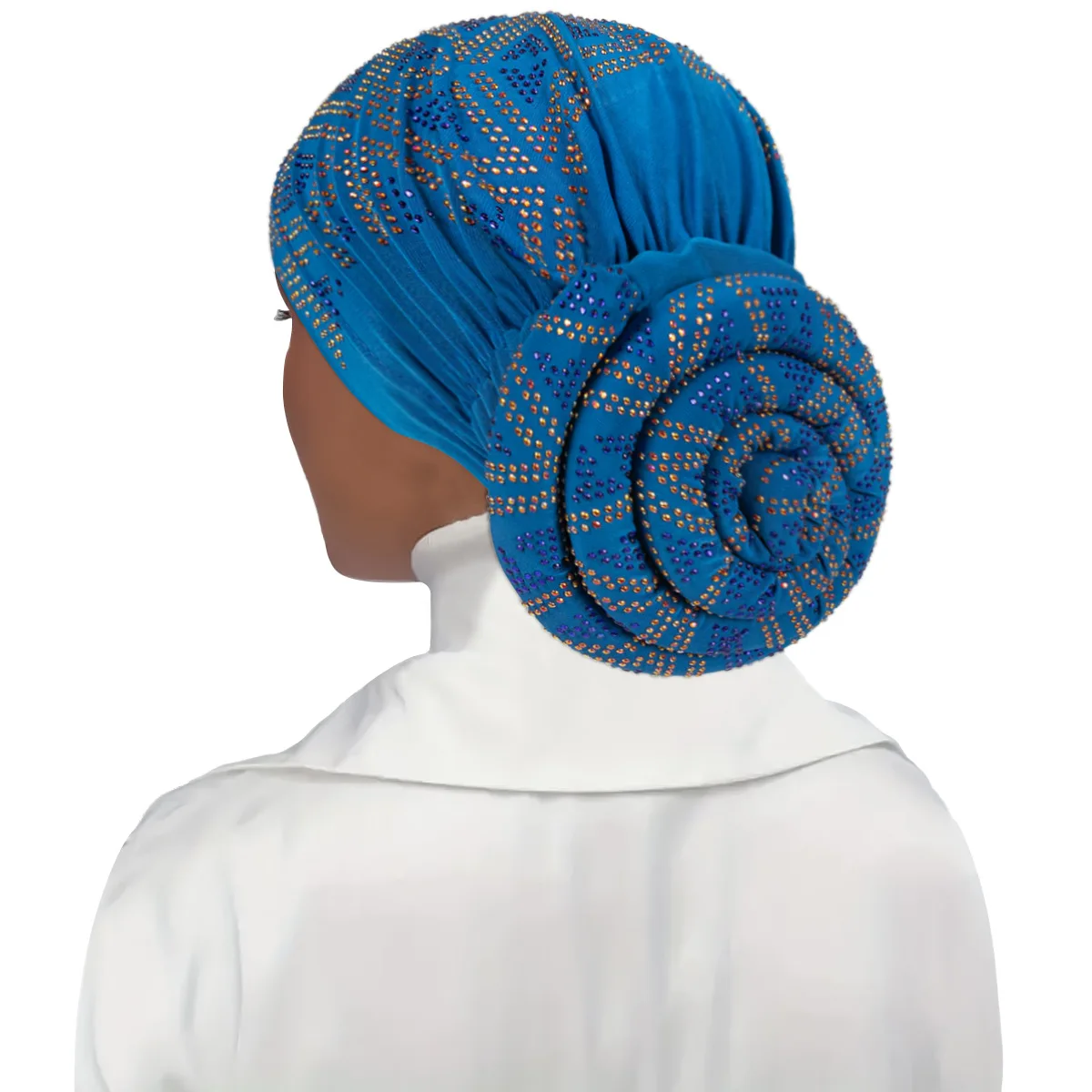 1PC New Pan Flower Hat cappello etnico Stretch moda musulmana turbante strass Donut Pullover Hijab Underscarf Caps Khimar
