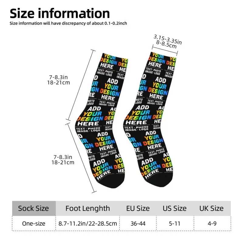Personalized Custom Add Your Name Men's Crew Socks Unisex Fashion 3D Printing Customized Photo Logo or Text Dress Socks view 3