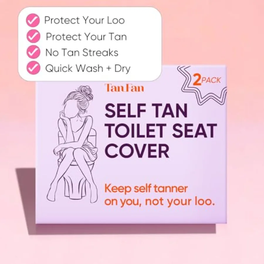 Tan Fan Housse de siège de toilette auto-bronzante 100 Poly soyeux résistant aux taches Protege votre chaux des taches auto-bronzantes Grande taille pour tous