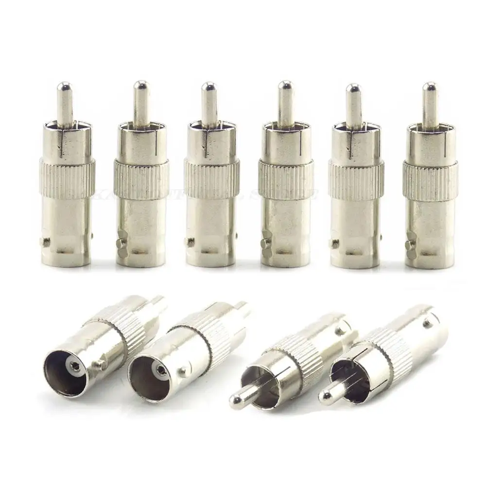 10Pcs BNC Female To RCA AV Male Connector Plug Adaptor for CCTV Security Camera Surveillance Video Rg59 Splitter Cable