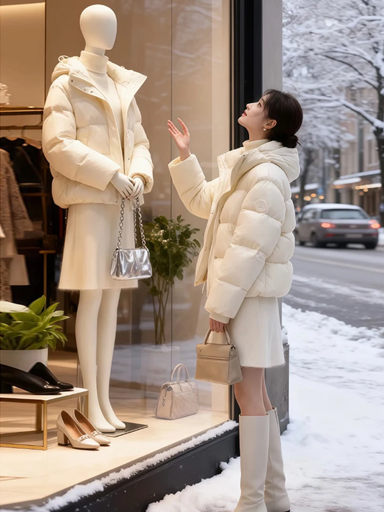 

Корейская свободная универсальная утепленная куртка из хлопка для женщин, новая теплая простая зимняя куртка с капюшоном, модная для повседневной носки