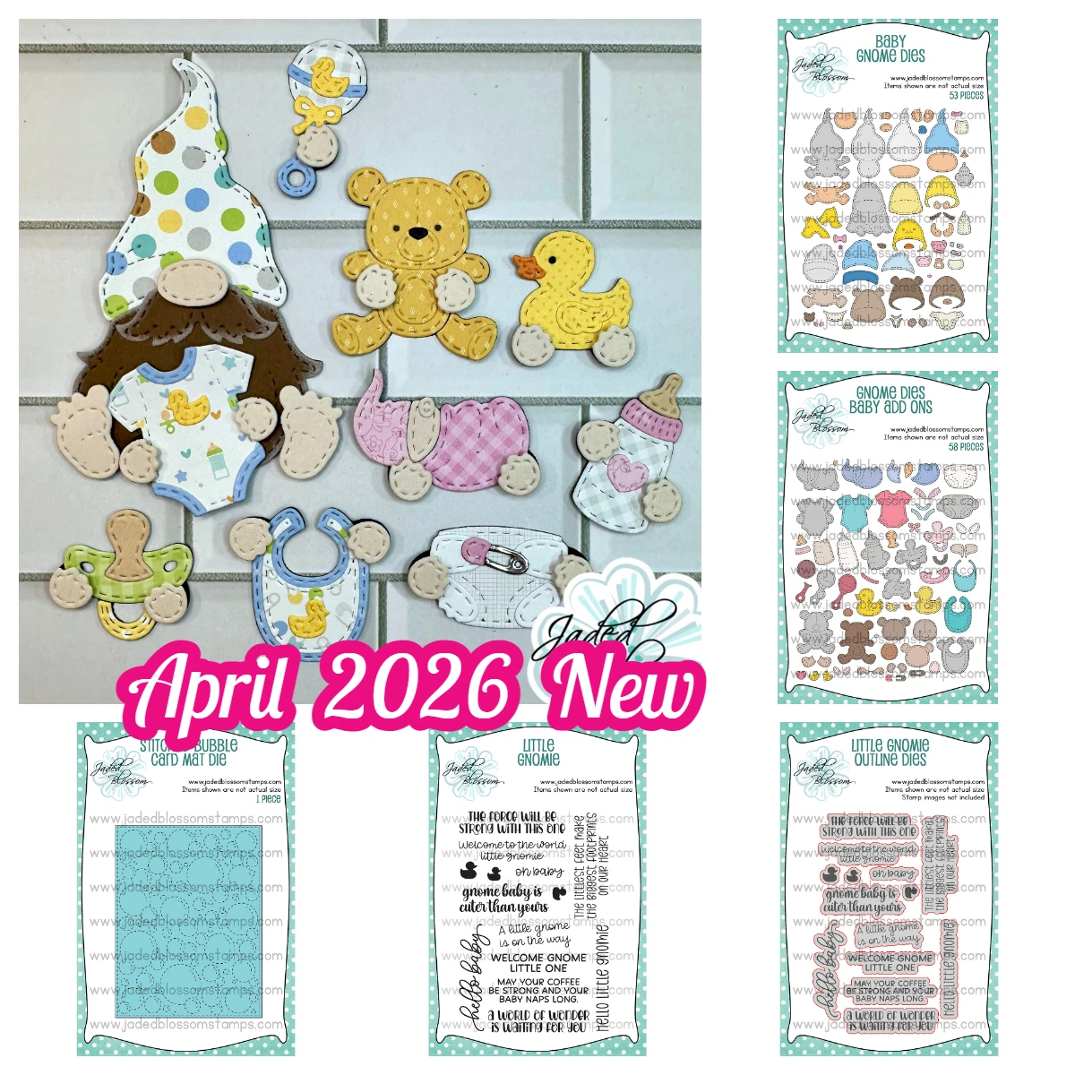 April 2026 New Metal Cutting Dies Stamps for DIY Handmade Scrapbooking Card Jaded Blossom Gnome Dies: Baby Add Ons Little Gnomie view 3