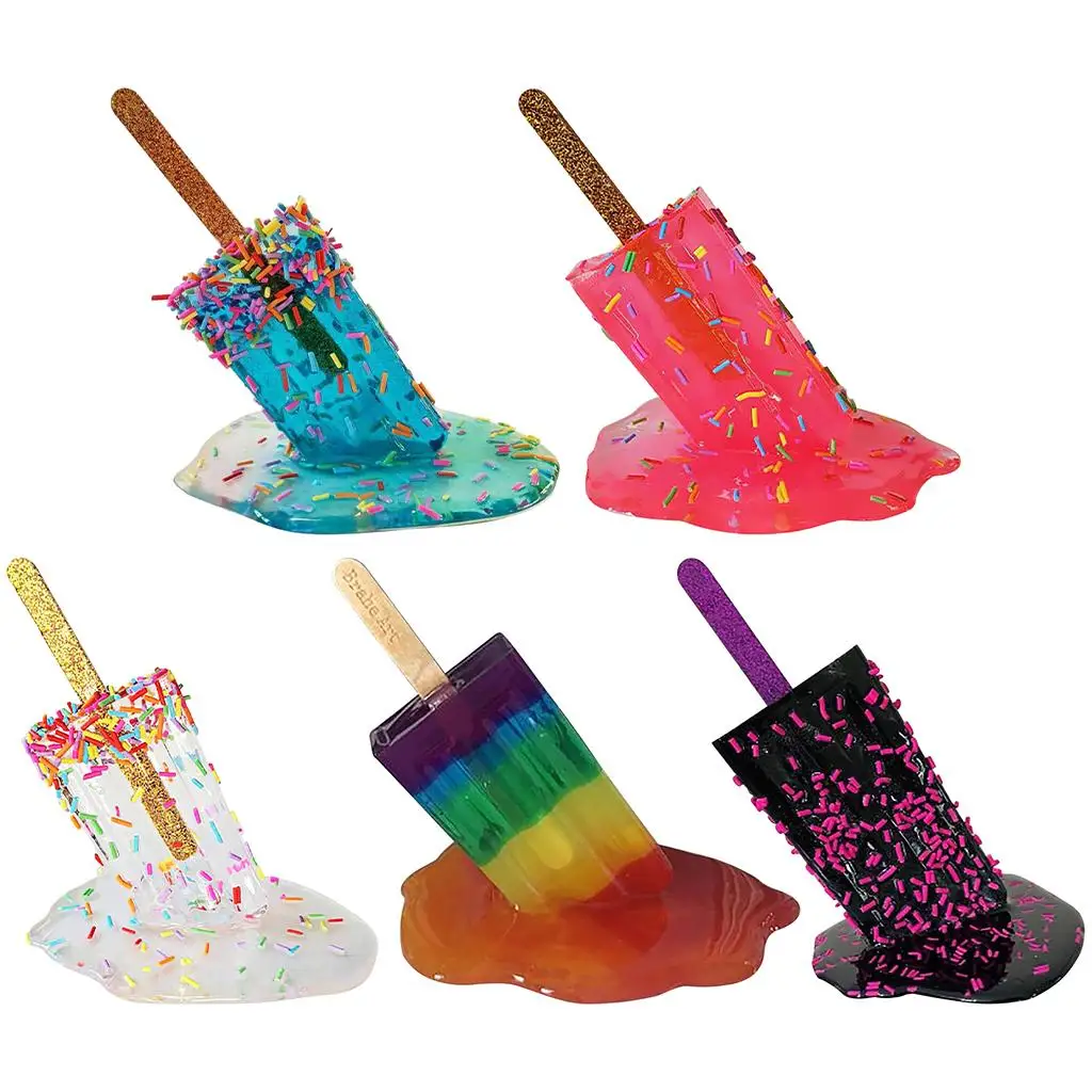 Creative Melting Popsicle Sculpture Summer Melting Ice Cream Ornaments Decorative Statues for Desktop Shop Garden Decor - view 5