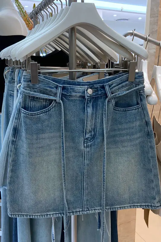 

Skirts Womens Denim Buttoned Front A Line Urban Library Minimalist Academic Study Youth Classic Comfortable City Relaxed Skirt