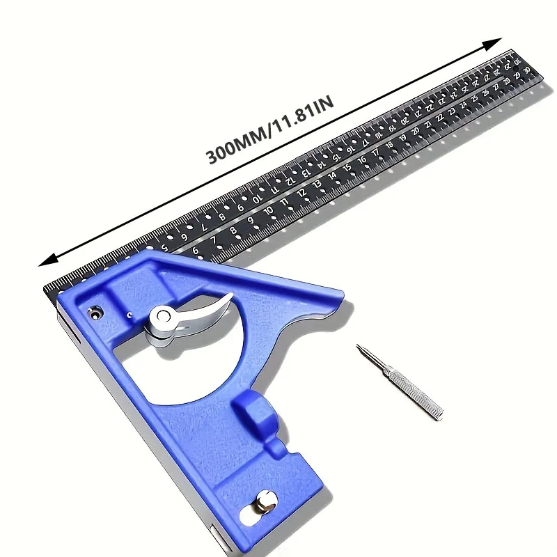 30CM Precision Marking Right Angle Ruler 45/90 Degree Hole Angle Ruler Industrial Scribe Marking Gauge Draw a circle Woodworking view 6