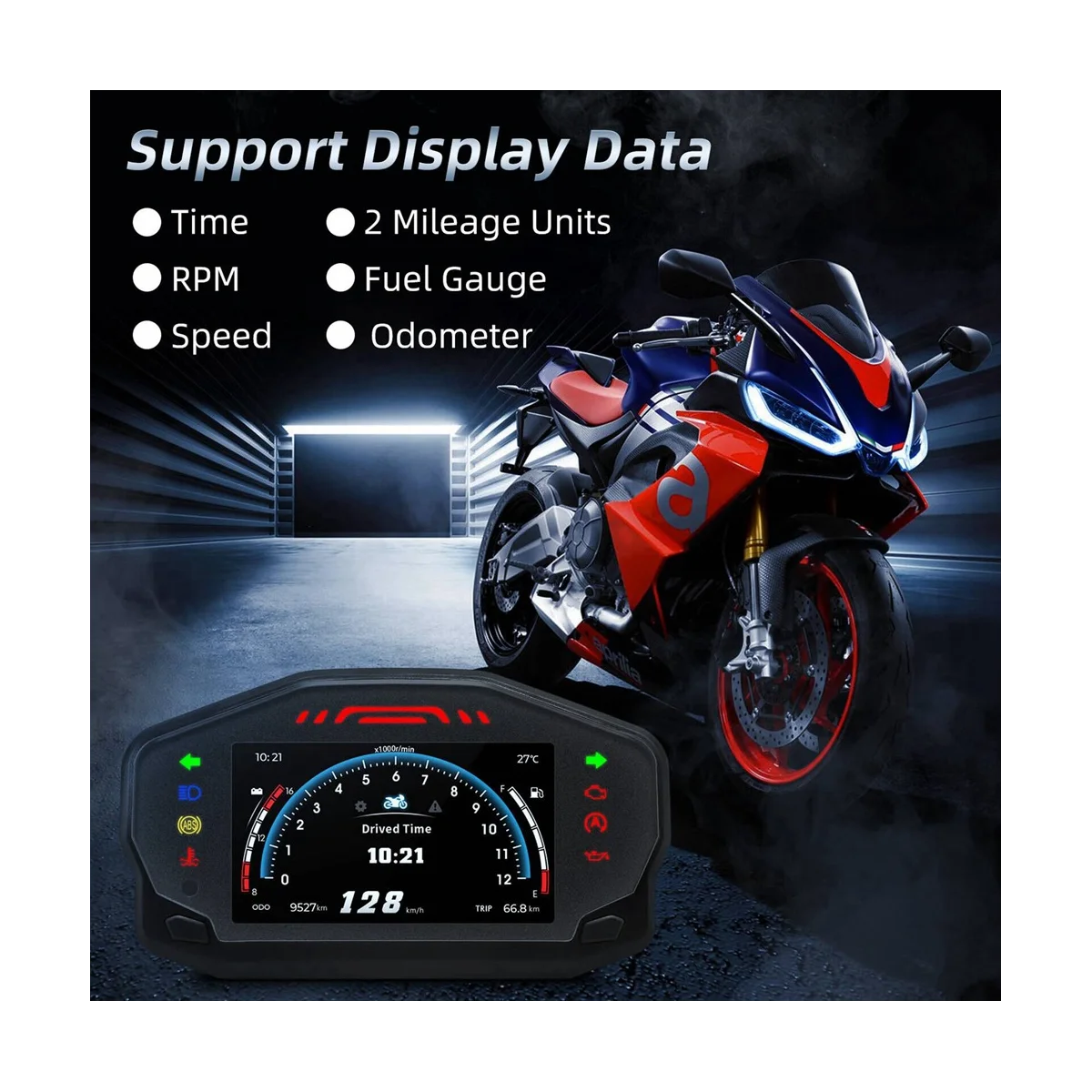 Motorcycle LED Speedometer LCD Digital Odometer Fuel Gauge for 1/2/4