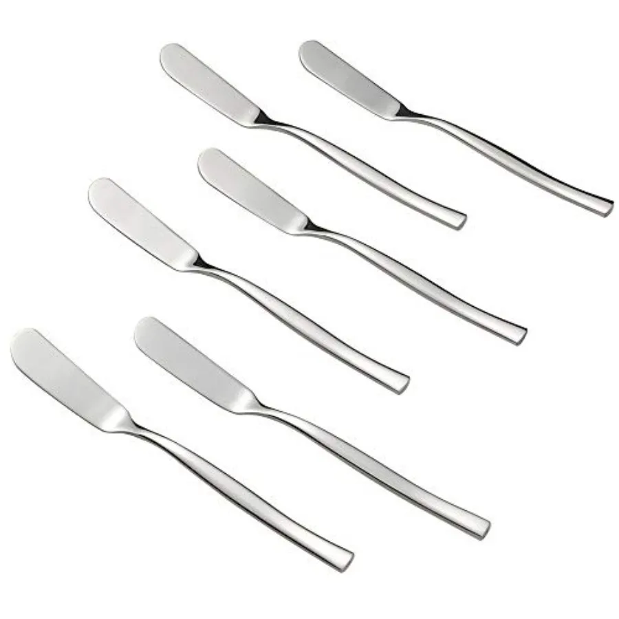 Cuchillos de mantequilla de acero inoxidable de 6 piezas para untar mantequilla y queso, utensilios largos de 6,32 pulgadas con diseño ergonómico para un fácil uso