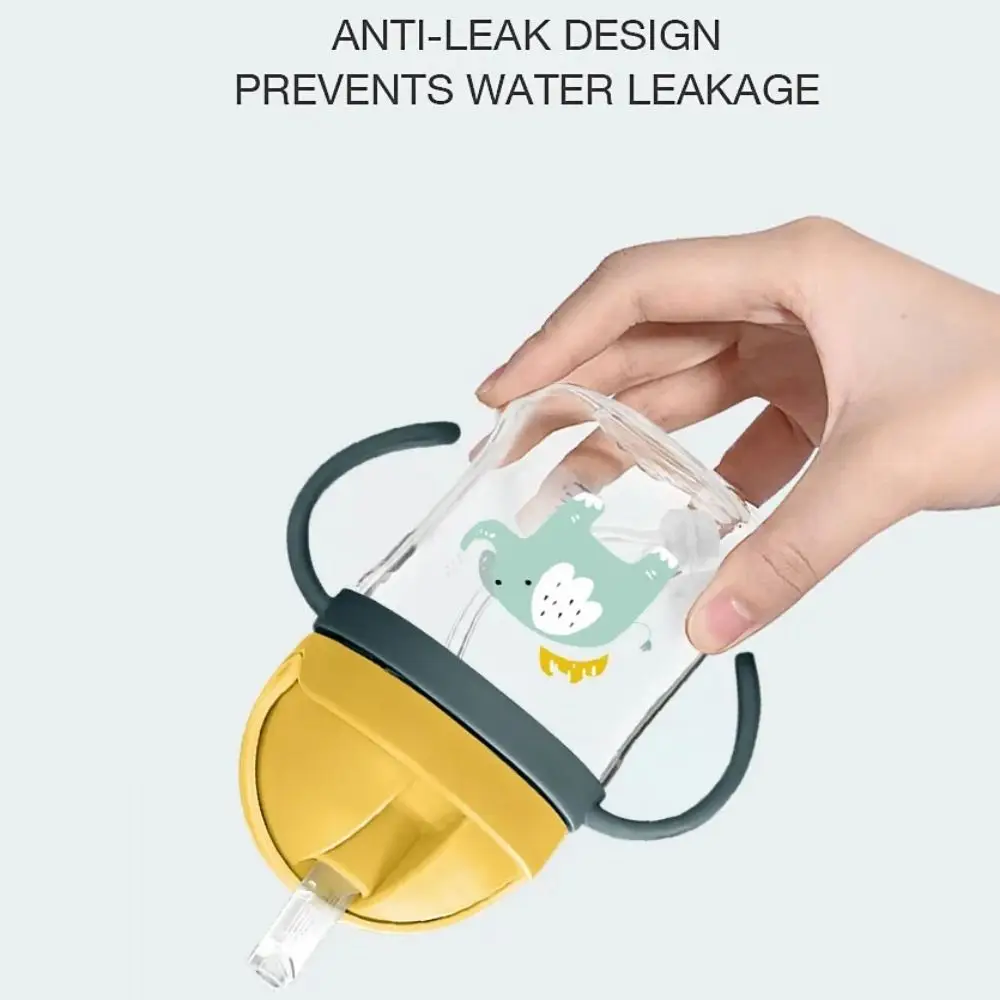 

Portable PC Feeding Cup PP Wide-Mouth Feeding Drinking Bottles with Handle 250ML Training Straw Cups