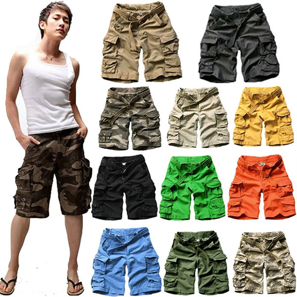 Big Size Straight Loose Multi-pockets Overalls Shorts Men Summer Outdoor Hiking Climbing Sports Camouflage Beach Short Trouser