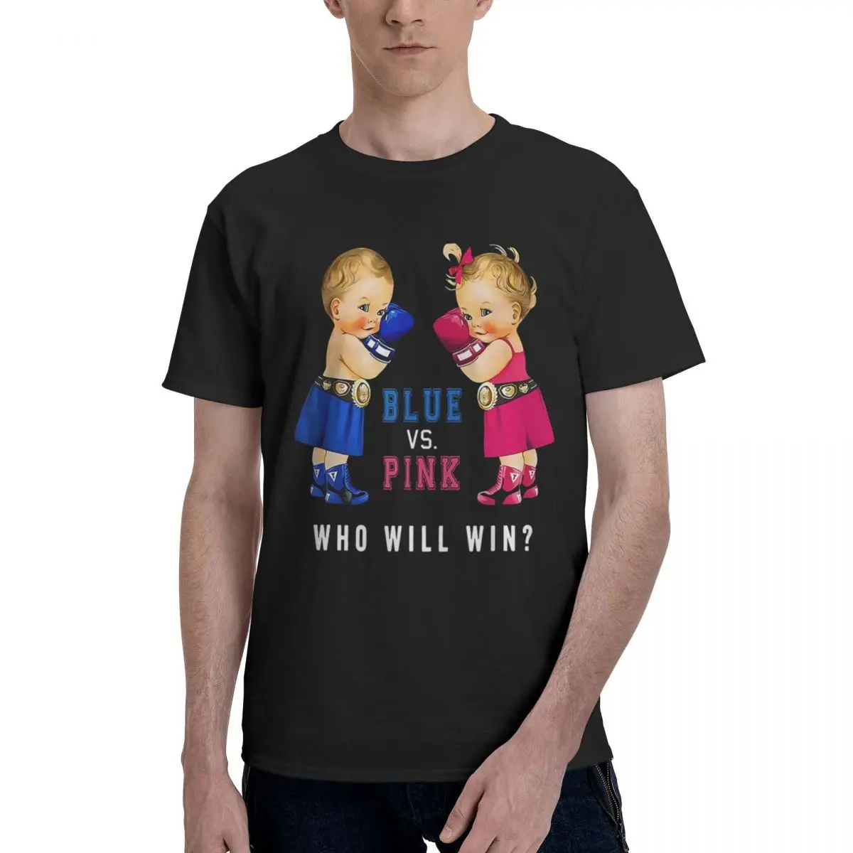 

Blue Vs Pink Baby Boxing Gender Reveal Party Funny Boxing 100% Cotton Casual Breathable Confortable Anime Short Sleeve T-Shirt